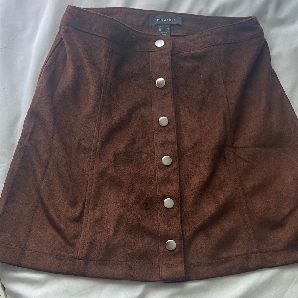 Primark Chocolate A-Line Skirt with Silver Buttons